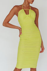 Maribella Halterneck Midi Dress Lime