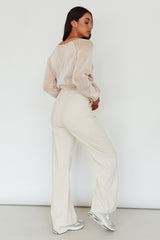 Lyris Button Detail Wide Leg Pants Natural