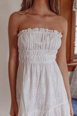 Chasing Sunshine Strapless Midi Dress White