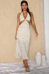 Paradise Found Cut-Out Midi Dress Floral Yellow