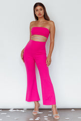 Nohemi Strapless Diamante Jumpsuit Fuchsia