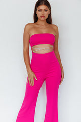 Nohemi Strapless Diamante Jumpsuit Fuchsia