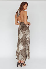 Kailie Halterneck Midi Dress Crosshatch Olive