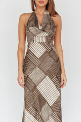 Kailie Halterneck Midi Dress Crosshatch Olive