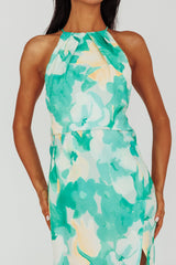 Val Cowl Back Maxi Dress Floral Green