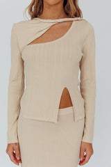 Rossana Twist Neck Keyhole Top Butter