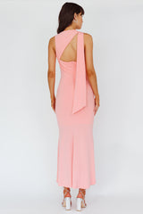 Karyl Shoulder Sash Midi Dress Apricot