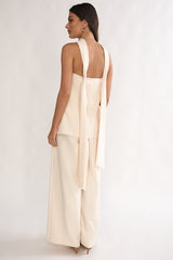 Florene Strapless Split Scarf Pants Vanilla