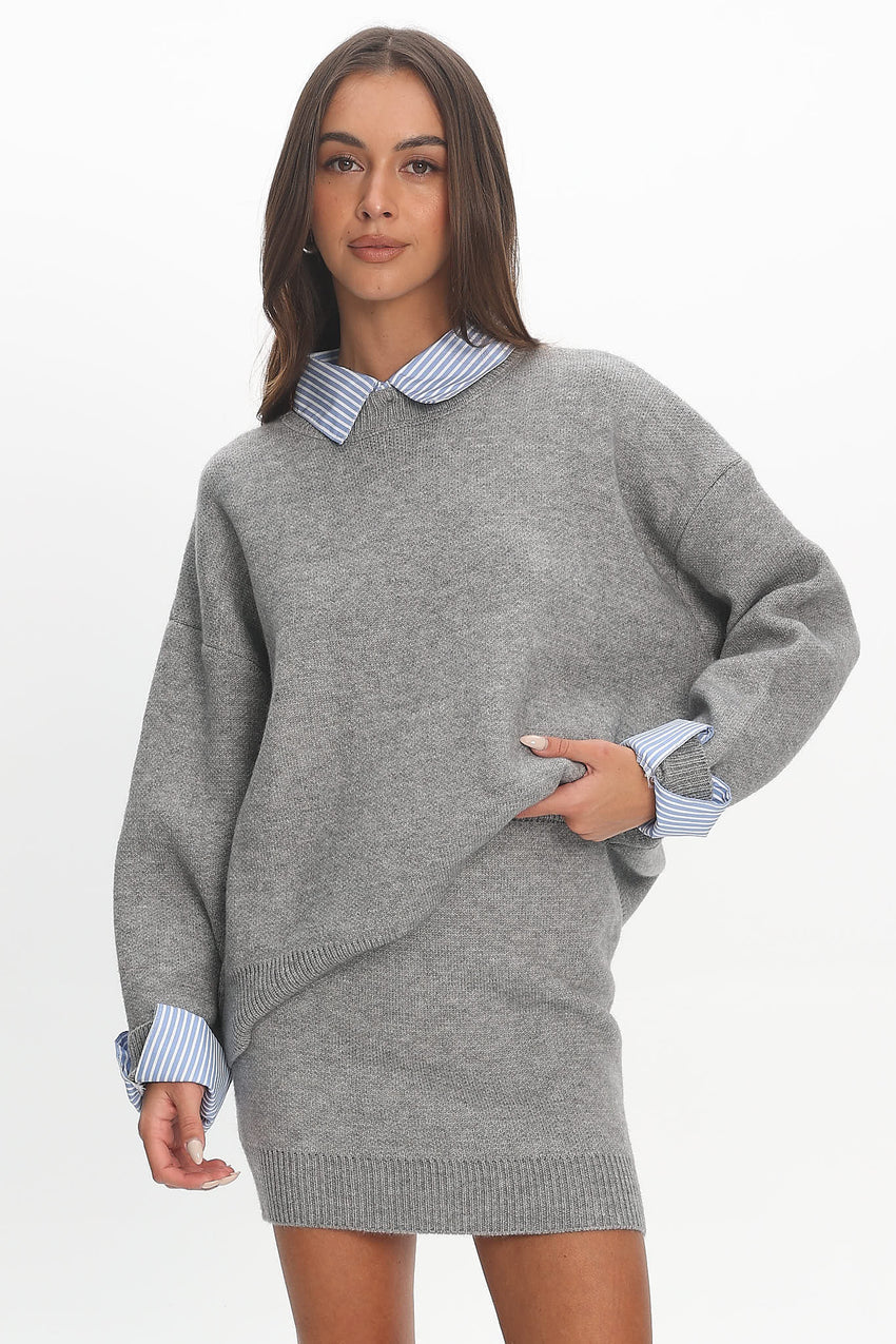 Marvelle Knit Mini Skirt Grey