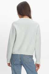 Aurore Scalloped Edge Knit Cardigan Baby Blue
