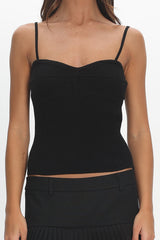 Prudence Ribbed Knit Cami Top Black