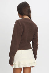 Karisa Zipper Hem Knit Top Mocha