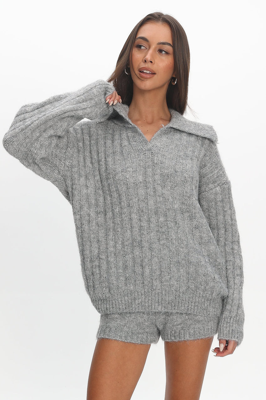 Jenae Oversized Drop Shoulder Sweater Grey