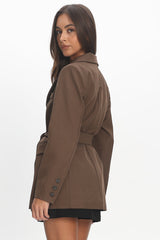 Adrianna Notch Lapel Blazer Chocolate