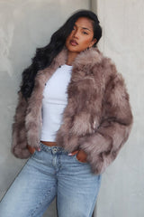 Moving On Faux Fur Coat Mocha