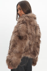Moving On Faux Fur Coat Mocha
