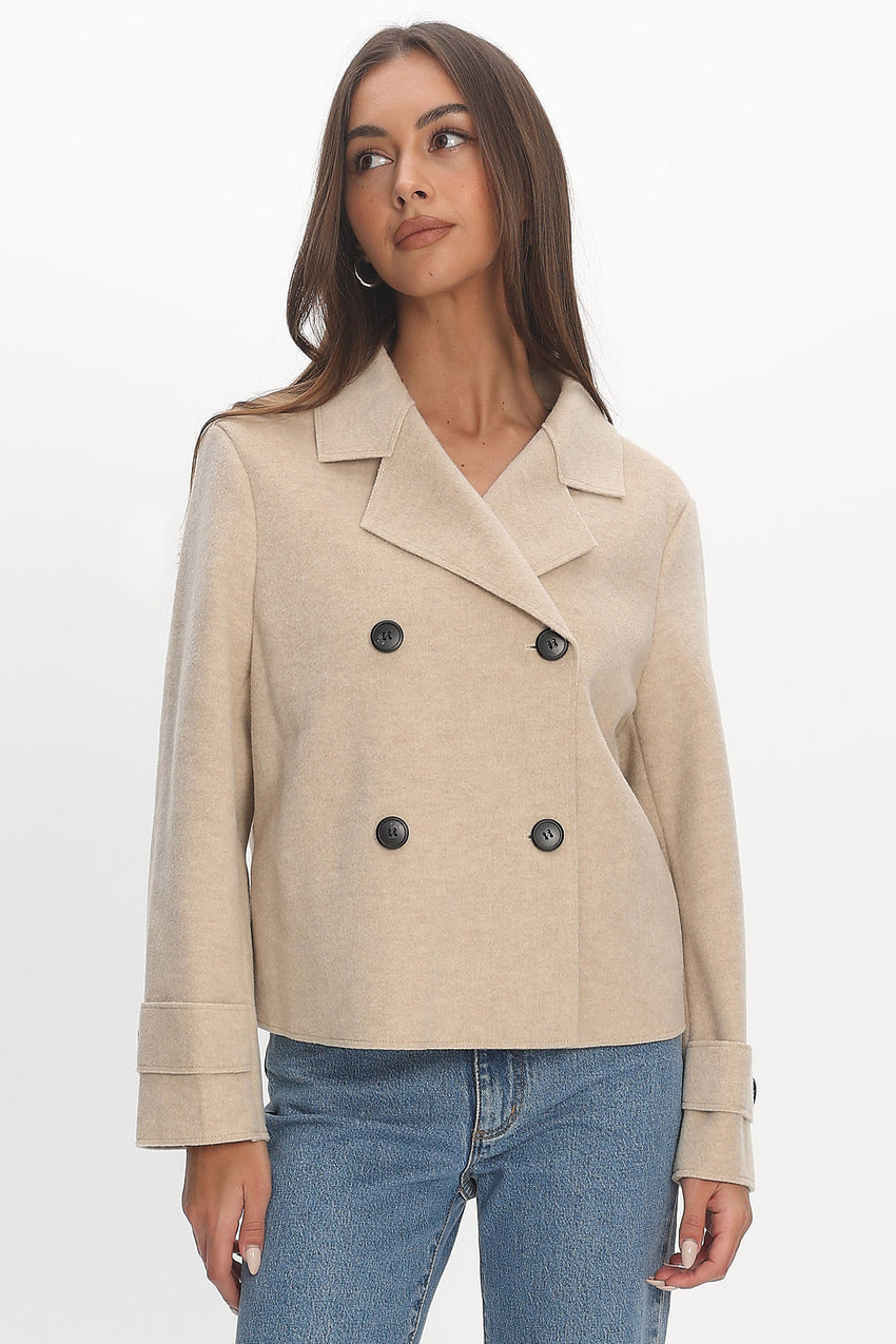 London Night Double-Breasted Coat Oat