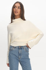 Zyah Turtleneck Knit Sweater Cream