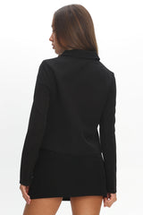 Marsha Button Front Crop Jacket Black