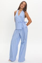 Teela Wide Leg Pants Stripe Blue