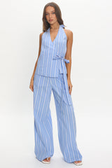 Teela Wide Leg Pants Stripe Blue