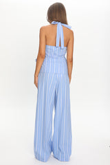 Teela Wide Leg Pants Stripe Blue