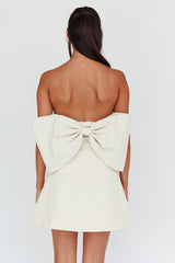 Made For Love Bow Back Mini Dress Ecru
