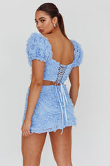 Cielito Embellished Crop Top Light Blue
