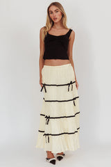 Tunnel Of Love Contrast Bow A-Line Maxi Skirt Natural