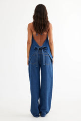 LIONESS Hills Halter Top Dark Denim