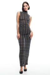 LIONESS Elle Maxi Dress 70's Onyx
