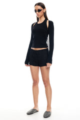 LIONESS Sculpted Long Sleeve Tank Top Onyx