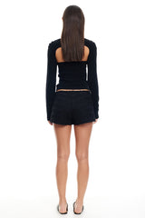 LIONESS Sculpted Long Sleeve Tank Top Onyx
