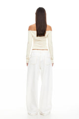 LIONESS Insightful Off Shoulder Top Ivory