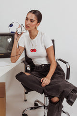 Lanna Cherry Print Baby Tee White