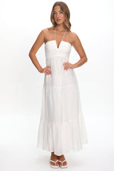Dorelle V-Bust Halter Maxi Dress White