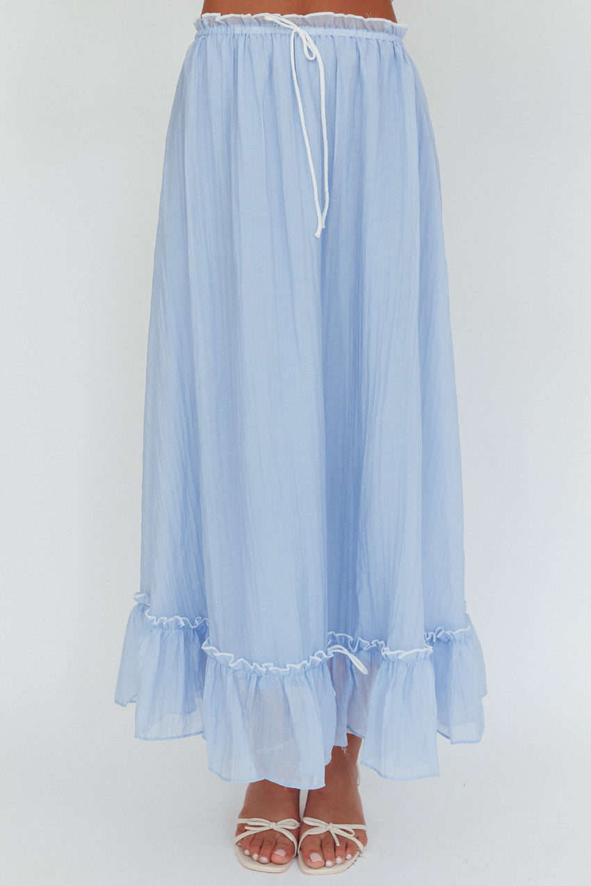 Maidens Tie Detail Overlock Maxi Skirt Cloud Blue