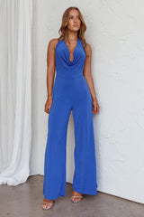 Emanuella Halterneck Split Jumpsuit Midnight Blue