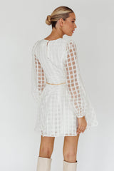 Tatiana Long Sleeve Plaid Mini Dress White