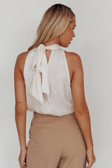 Calisto Sleeveless Tied Neck Top Cream