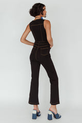 Jazelle Button Front Jumpsuit Black