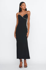 Harleigh Diamante Strap Tied Back Dress Black
