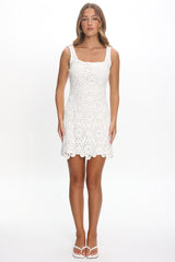 Karrla Crochet Lace Mini Dress White