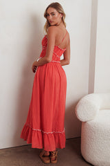 Ballad One-Shoulder Maxi Dress Coral