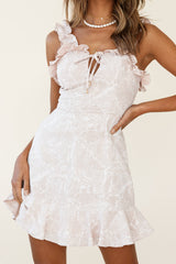 Elah Frilly Mini Dress Line Pattern Blush