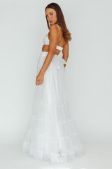 Mavis Mesh Overlay Maxi Skirt White