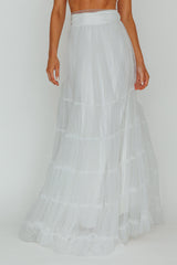 Mavis Mesh Overlay Maxi Skirt White