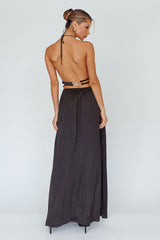 Cyndi Open Back Halterneck Maxi Dress Black