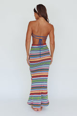 Tulum Knit Midi Skirt Blue Multi