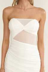 Lumiere Strapless Sheer Mesh Dress White